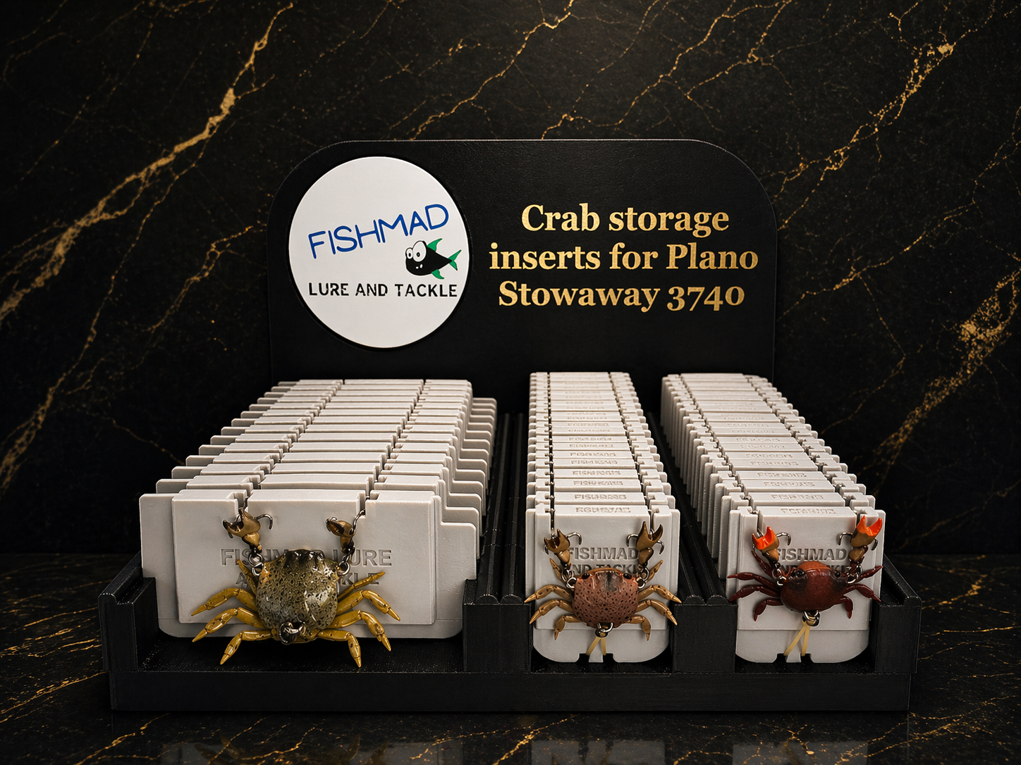 Gold and black crab trays